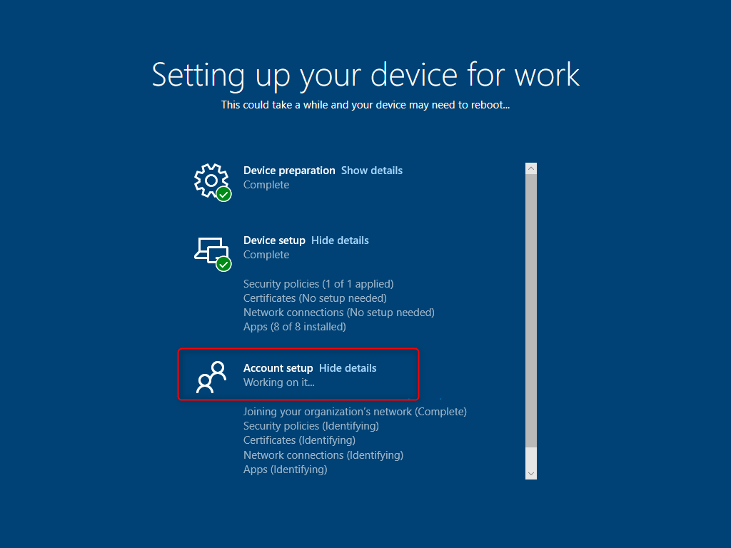 Bypass Account Setup for accelerate Autopilot deployment